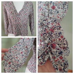 Madewell Shadowpedal Floral Silk Peplum Blouse